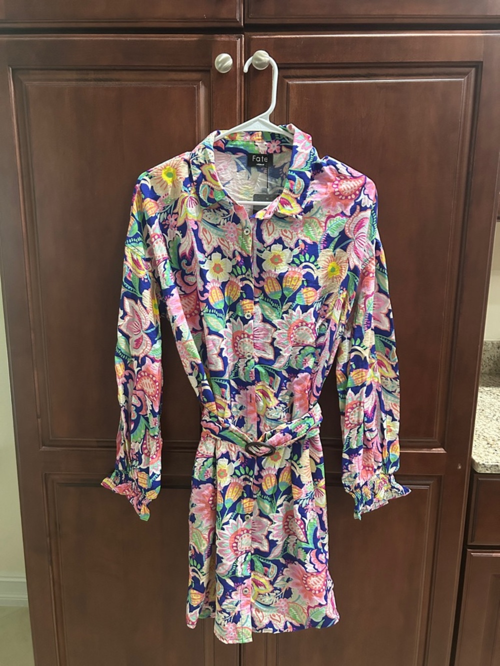 Fate Multicolor Floral Shirt Dress with Belt